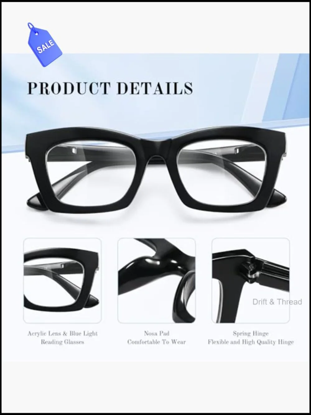 3pk Blue Light Blocking Reading Glasses Spring Hinge Oversized